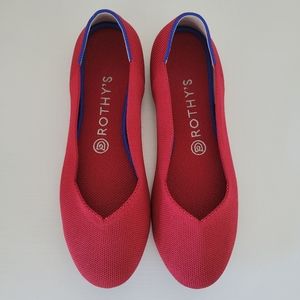 EUC "Scooter" Red Rothy's (retired color) flat in 8.5, best suited for size 8